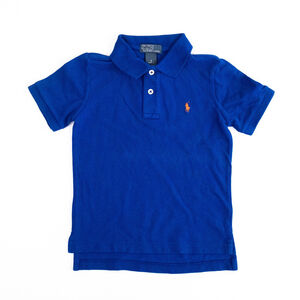 NWOT Polo Ralph Lauren Little Boys Mesh Polo Shirt Blue Pony Orange $49 Size 5